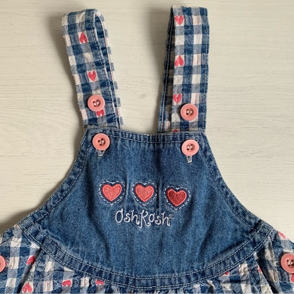 Vintage Oshkosh Overalls Heart Pattern Sz 12 Months Made in Canada - Picture 3 of 15